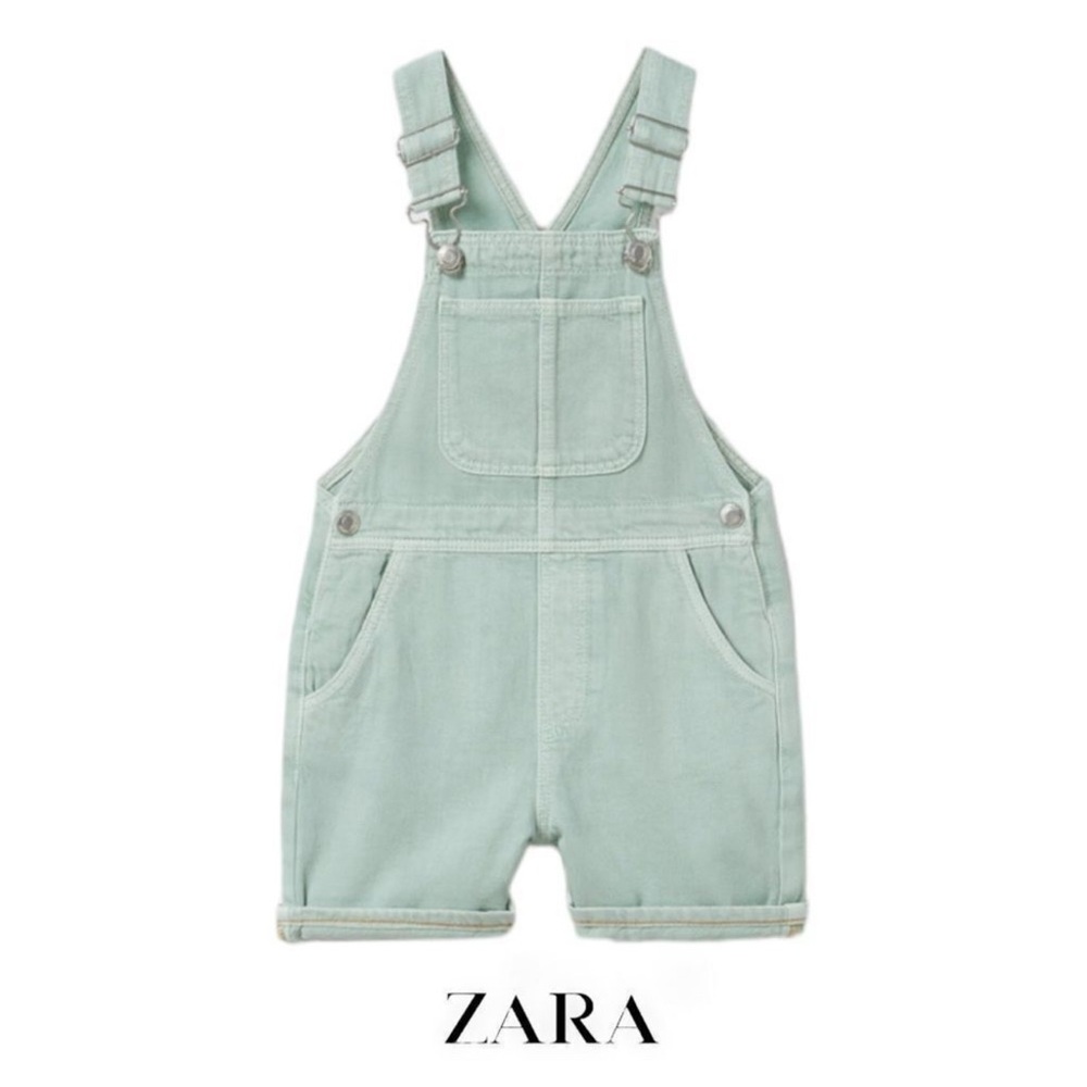 ZARA Kids Sea Green Denim Overalls